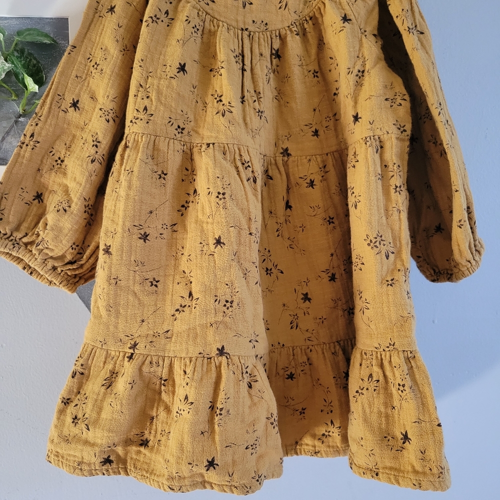 Zara Girl's Floral Print Fall Textured Long Sleeve Dress 4-5 YEARS - Picture 5 of 12